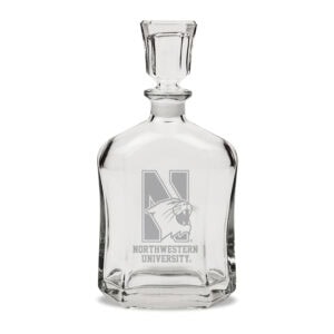 Northwestern University Wildcats 23.75 oz Crystal Decanter with Deep Etched N-Cat Design