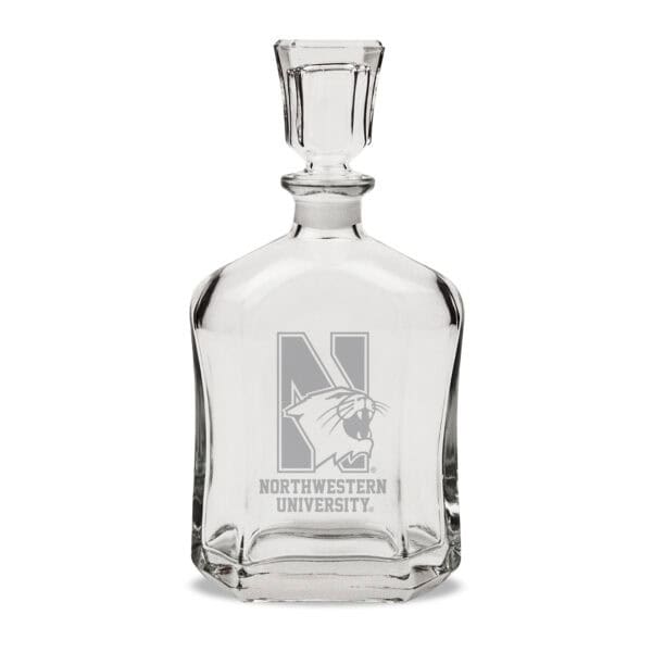 Northwestern University Wildcats 23.75 oz Crystal Decanter with Deep Etched N-Cat Design