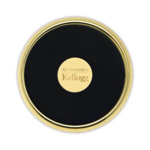 Northwestern | Kellogg Stacked Design Gold Medallion Gold Tone Coaster