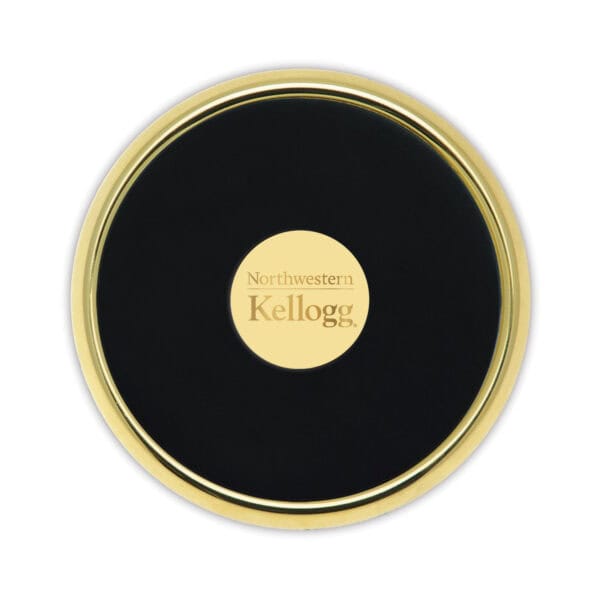 Northwestern | Kellogg Stacked Design Gold Medallion Gold Tone Coaster