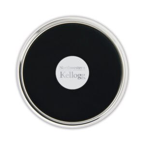 Northwestern | Kellogg Stacked Design Silver Medallion Silver Tone Coaster