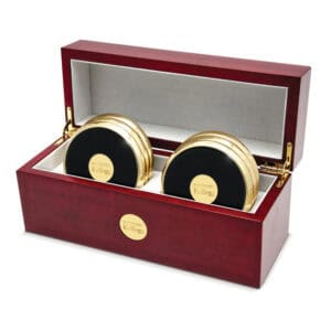 Northwestern | Kellogg Stacked Design Gold Medallion Gold Tone Coaster Set of Six