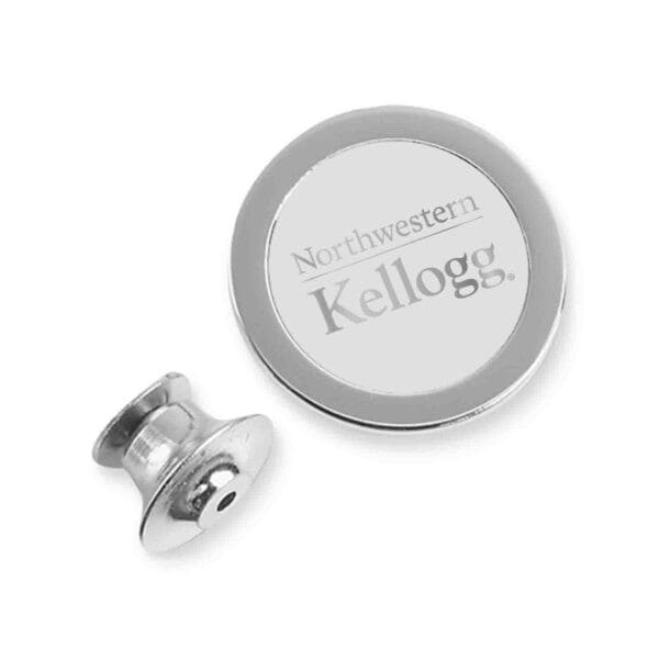 Northwestern | Kellogg Silver Plated Lapel Pin with Stacked Design