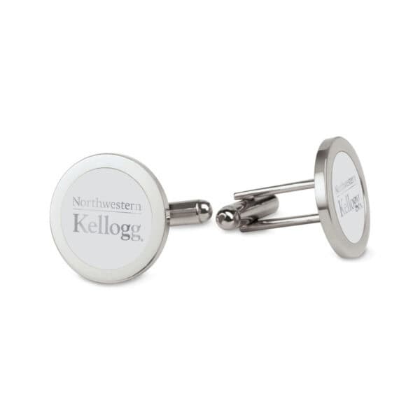 Northwestern | Kellogg Silver Plated Cufflinks with Stacked Design