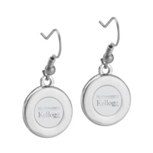 Northwestern | Kellogg Silver Plated Pendant Earrings with Stacked Design