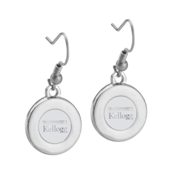 Northwestern | Kellogg Silver Plated Pendant Earrings with Stacked Design