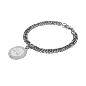 Northwestern | Kellogg Silver Plated Charm Bracelet with Stacked Design