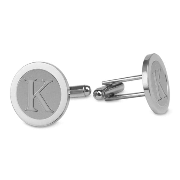 Northwestern | Kellogg Silver Plated Cufflinks with K Design