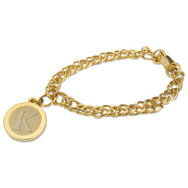 Northwestern | Kellogg Gold Plated Charm Bracelet with K Design