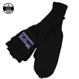 Northwestern I Kellogg Escanaba Black Knit Mittens with Flip-Top and Smart Touch Thumb