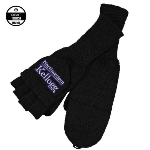 Northwestern I Kellogg Escanaba Black Knit Mittens with Flip-Top and Smart Touch Thumb