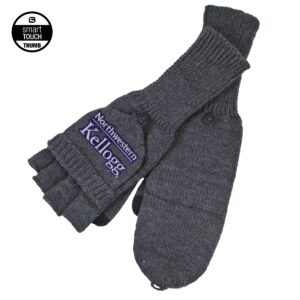 Northwestern I Kellogg Escanaba Charcoal Knit Mittens with Flip-Top and Smart Touch Thumb