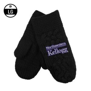 Northwestern I Kellogg Arya Black Cable Knit Mittens