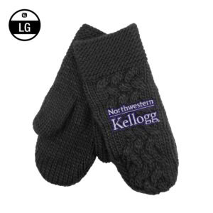 Northwestern I Kellogg Arya Charcoal Cable Knit Mittens