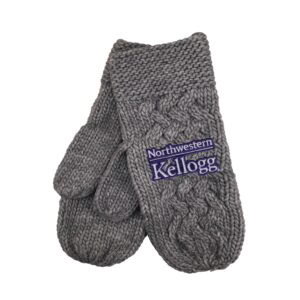 Northwestern I Kellogg Arya Light Grey Cable Knit Mittens