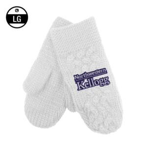 Northwestern I Kellogg Arya White Cable Knit Mittens