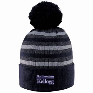 Northwestern I Kellogg Doc Black/Grey Knit Cuff Hat with Pom