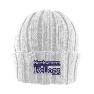 Northwestern I Kellogg Watchman Shallow Fit Drop-Needle White Knit Cuff Hat