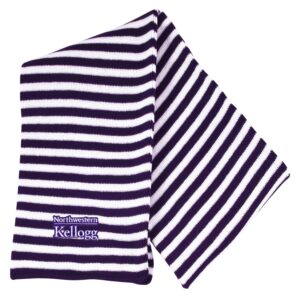Northwestern I Kellogg Beeline Purple/White Knit Scarf with Micro-Stripes