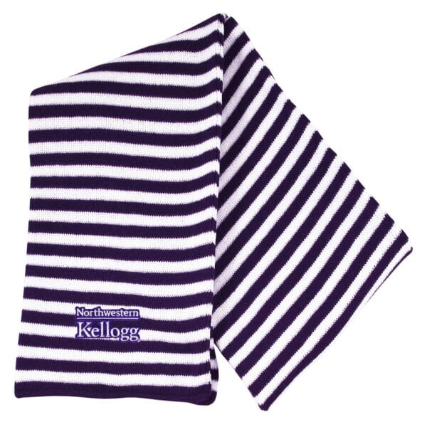 Northwestern I Kellogg Beeline Purple/White Knit Scarf with Micro-Stripes