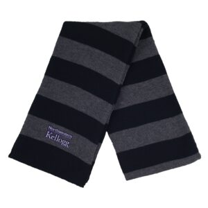 Northwestern I Kellogg Niagara Rugby Stripped Charcoal/Black Knit Scarf