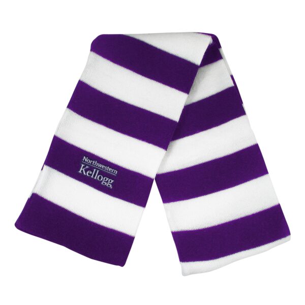 Northwestern I Kellogg Niagara Rugby Stripped Purple/White Knit Scarf
