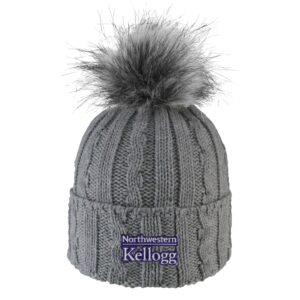 Northwestern I Kellogg Alps Light Heather Knit Cuff Hat with Flux Fur Pom