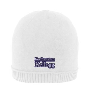 Northwestern I Kellogg Zeus White Cotton Beanie Hat