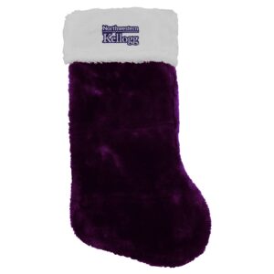 Northwestern I Kellogg Blitzen Velour Christmas Stocking with Satin Hang Loop
