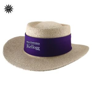 Northwestern I Kellogg Tournament Gambler Birch Straw Hat with Sunblock Lining and Flex-Fit Band