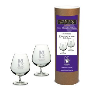 Northwestern University Wildcats 21 oz. Deep Etched Traditional Brandy Snifter Glasses with N-Cat Design - Set of Two