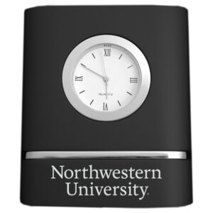 Northwestern University Wildcats Laser Engraved Black Trillium Two-Toned Desk Clock