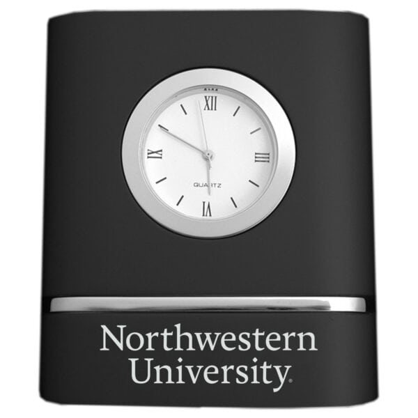 Northwestern University Wildcats Laser Engraved Black Trillium Two-Toned Desk Clock
