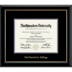 Northwestern | Kellogg Onyx Double Matted Black Diploma Frame with Gold Accent & Main Matt In Black