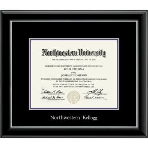 Northwestern | Kellogg Onyx Double Matted Black Diploma Frame With Silver Accent & Main Matt In Black