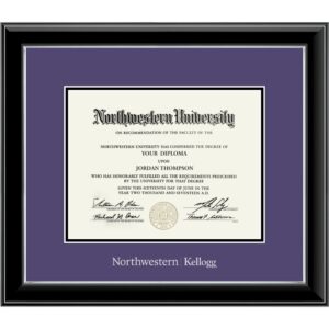 Northwestern | Kellogg Onyx Double Matted Black Diploma Frame With Silver Accent & Main Matt In Purple
