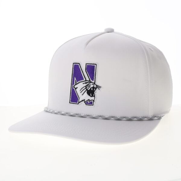 Northwestern University Wildcats Constructed Adjustable White Caddy Hat with N-Cat Design