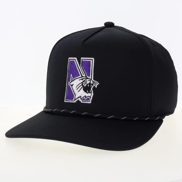 Northwestern University Wildcats Constructed Adjustable Black Caddy Hat with N-Cat Design