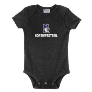 Northwestern University Wildcats Infant Black Bodysuit Onesie with N-Cat over Northwestern Design