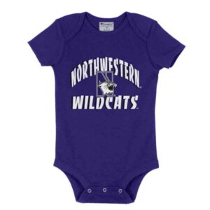 Northwestern University Wildcats Infant Purple Bodysuit Onesie with Arch Northwestern over N-Cat Design