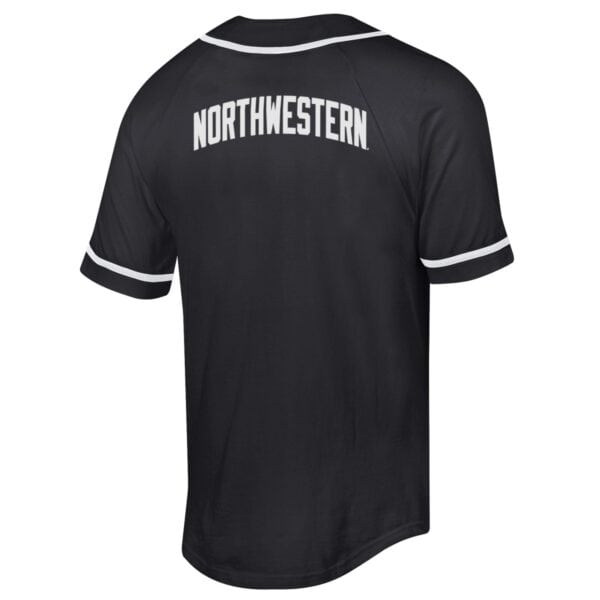 Northwestern University Wildcats Champion Black Braided Baseball Jersey with Left Chest and Full Back Design -Back
