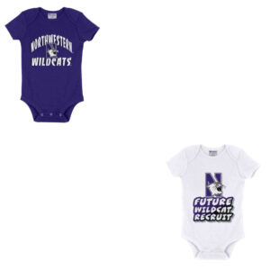 Northwestern University Wildcats Infant 2-Pack Bodysuit Onesie Set with Purple Arch over N-cat | White Wildcat Recruit