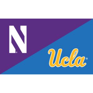 Northwestern University Wildcats 3'X5' House Divided Flag with University of California at Los Angles Bruins