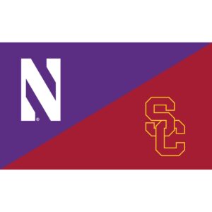 Northwestern University Wildcats 3'X5' House Divided Flag with University of Southern California Trojans