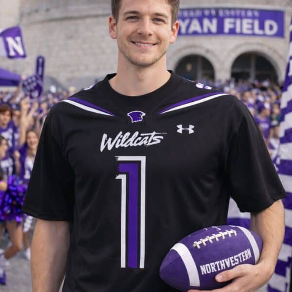 Northwestern University Wildcats Adult Under Armour Black Replica Football Jersey with #1
