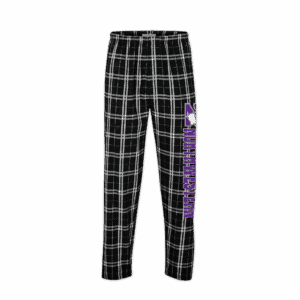 Northwestern University Wildcats Men's Black White Plaid Harley Flannel Pants with Northwestern Down The Leg