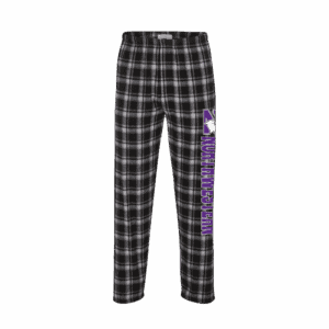 Northwestern University Wildcats Men's Heritage Black Plaid Harley Flannel Pants with Northwestern Down The Leg