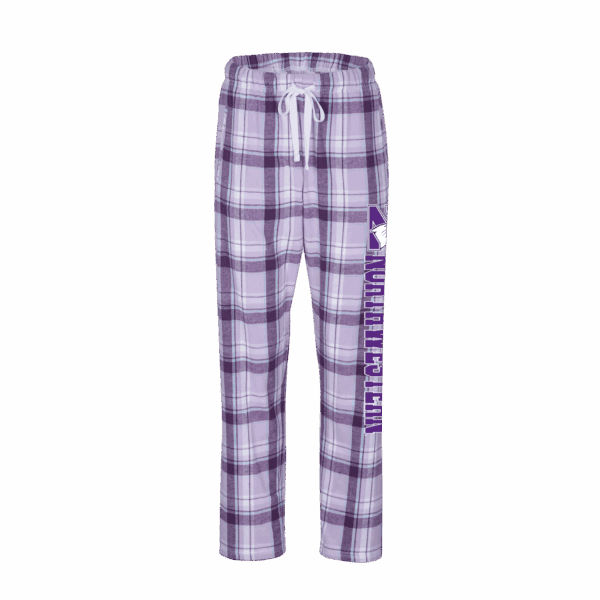 Northwestern University Wildcats Women's Lavender Sophie Plaid Harley Flannel Pants with Northwestern Down the Leg Design