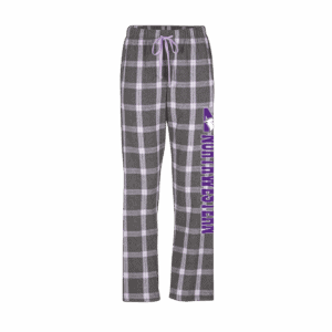 Northwestern University Wildcats Women's Charcoal Lavender Tomb Plaid Harley Flannel Pants with Northwestern Down the Leg Design