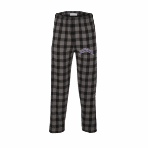 Northwestern University Wildcats Men's Charcoal Black Buff Plaid Harley Flannel Pants with Small Arched Northwestern Design